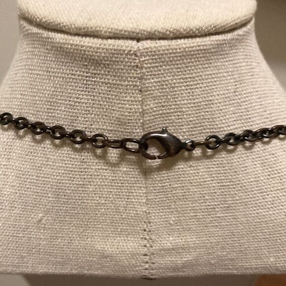 Set of 2 items. Glass Beaded Dual Layered Necklace & Matching Hoop Earrings. - Picture 3 of 5